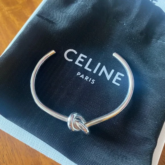 Celine Knot Extra-Thin Bracelet in Brass with Rhodium Finish Silver - Picture 6 of 9